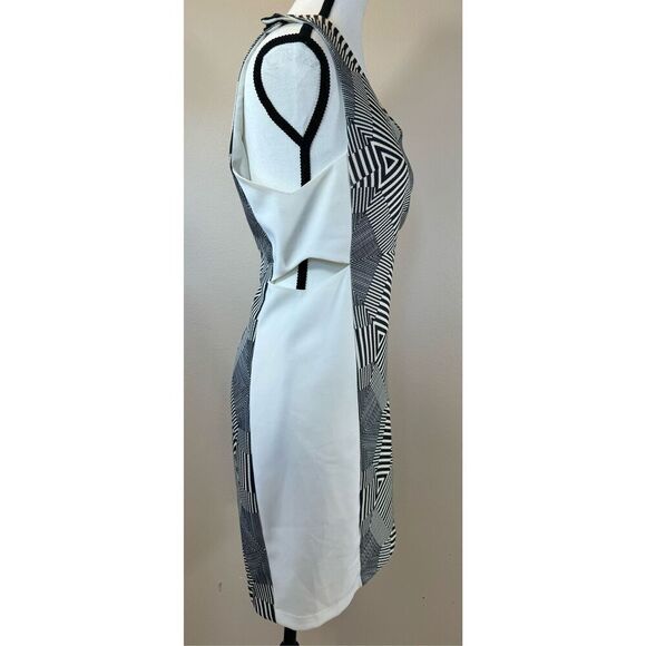 NWT Adelyn Rae Geometric Print Sheath Black & White Mini Dress  Large Women's - Picture 2 of 10